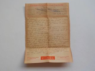 Wwii Letter 1945 V - Mail Form Not Suitable For Filming Corporal Ww Ii Vtg War Ww2