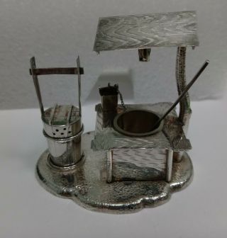 Vintage Or Antique 950 Sterling Silver Japanese Wishing Well Shaker Set