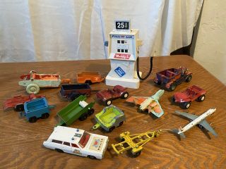 Vintage Pressed Steel Toys And Battery - Operated Gas Pump