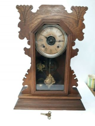 Antique Ansonia Clock 8 Day Oak