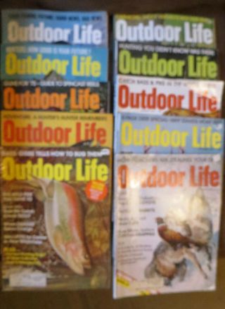 10 Vintage Outdoor Life Magazines 1975 Issues: January,  February,  March,  April,