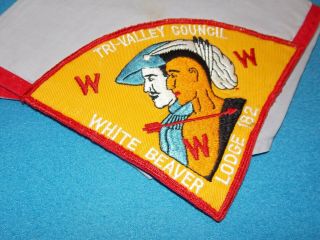 VINTAGE - Boy Scout OA 182 White Beaver Lodge Neckerchief 3
