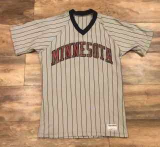 Minnesota Twins Vintage 80s Sandknit Pinstripe Mlb Baseball Jersey Mens Large Og