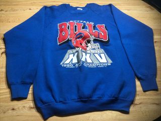 Vintage 1990 Buffalo Bills Bowl AFC Champions Sweatshirt Sz XL Blue 2