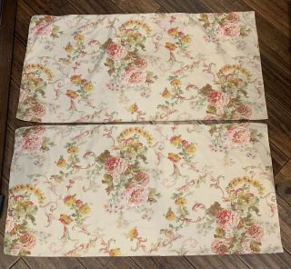 2 Vtg.  Ralph Lauren Great Barrington Floral Cotton Sateen King Pillow Cases