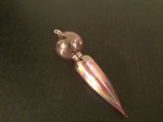 Vintage Glass Christmas Ornament Hand Blown Clear W/pink Iridescent 5” Icicle