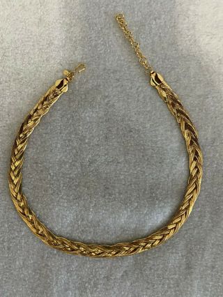 Vintage Monet Herringbone Gold Tone Chain Necklace Signed Necklace
