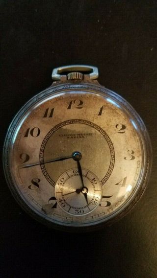 Vintage Chronometre Sabina 800 Silver 15 Rubis Pocket Watch