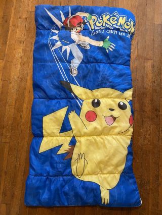 1998 Vtg 1999 Nintendo Pokemon Pikachu Child Size Sleeping Bag