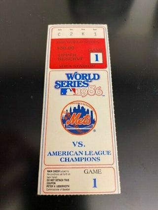 1986 World Series Ticket Stub Game 1 Mets Vs Red Sox Shea - Near