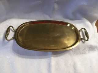 Vintage Brass Oblong Tray With Handles 9 1/2” X 5 1/2”