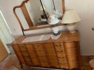 Vintage Solid Wood Bedroom Set.  Dresser,  Wardrobe,  Nightstands,  Full Bed Frame