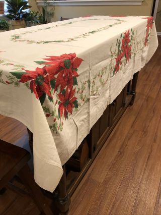 Vintage Christmas Tablecloth 58” W 80” Rectangle