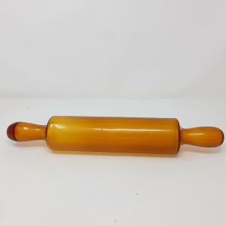 Antique Hand Blown Glass Rolling Pin Amber Hollow One Piece Vintage