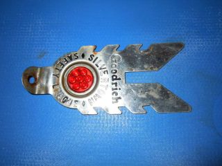 Vintage Goodrich Silvertown Safety League License Plate Topper With Jewel