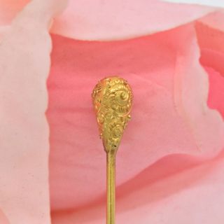 18k Yellow Gold Antique Ornate Stick Pin