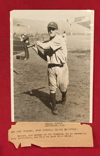 Antique 1923 Hinkey Haines Ny Yankees Type 1 Press Photo Baseball & Football Psu