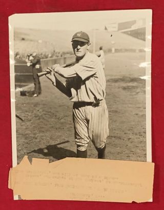 Antique 1923 Hinkey Haines NY Yankees Type 1 Press Photo Baseball & Football PSU 2