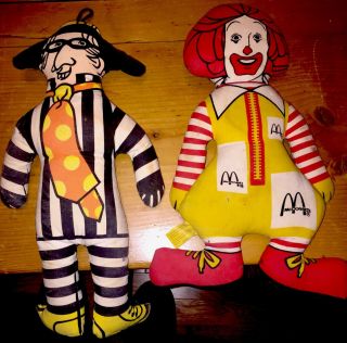 Vintage 1970’s Mcdonalds Stuffed Dolls Ronald Mcdonald Hamburglar Both