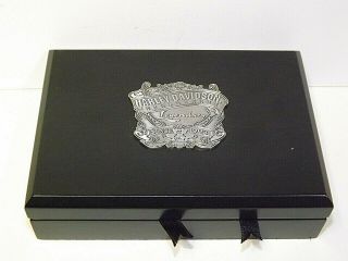 Harley Davidson Legendary Motorcycles Playing Card Wood Box Pewter Collectible