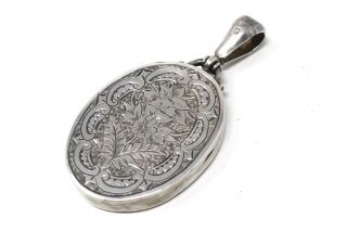 A Antique Victorian L&s C1888 925 Sterling Silver Detailed Locket 13.  4g