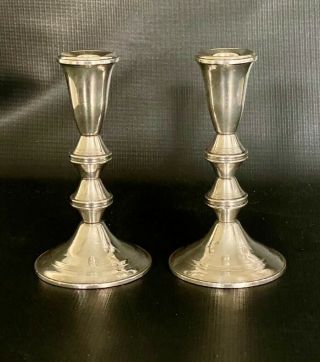 Pair Vintage Duchin Creation Sterling Silver Weighted Candlesticks 16.  5 Cm Tall