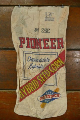 Vintage Pioneer Hybrid Seed Corn Cloth Sack Bag 352 Mf - Farm Feed Advertising