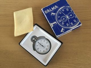 Vintage Balma Swiss Stop Watch Stopwatch Sports Made In Switzerland Box
