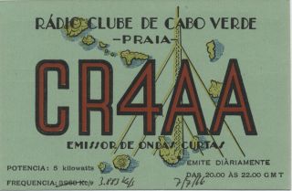 Vintage Qsl Card Radio Clube De Cabo Verde 1966