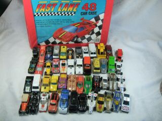 Vintage 1990 Red Fast Lane 48 Car Collectors Case With 48 1970 - 1979 Hot Wheels