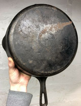 Antique Griswold No.  80 8 Deep Skillet Small Block Logo Cast Iron Frying Pan Vtg