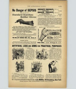 1899 Paper Ad Vintage Medical Devise Marks Artificial Legs Arms Prosthesis