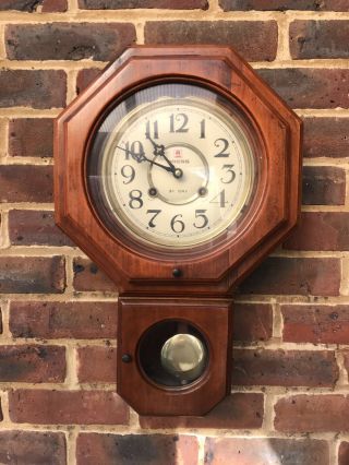 Antique 31 Day Wall Clock With Pendulum.