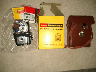 Vintage Kodak Brownie Starflash Camera With Case,  Box And Manuals.