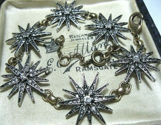 Vintage Style Art Deco Revival Crystal Star Link Bracelet Costume Jewellery
