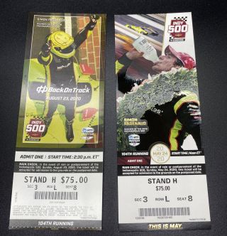 2020 Indy 500 Ticket Stub Both May 24,  August 23 Dates - Rare Exact Same Seats