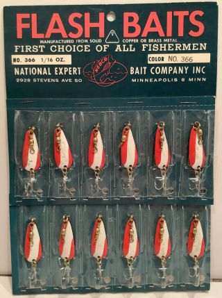 Vintage Nebco Flash Baits Fishing Lure Dealer Card Display Nos Daredevil Type