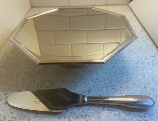 Vintage American Airlines First Class Stainless Steel Cake Stand & Knife