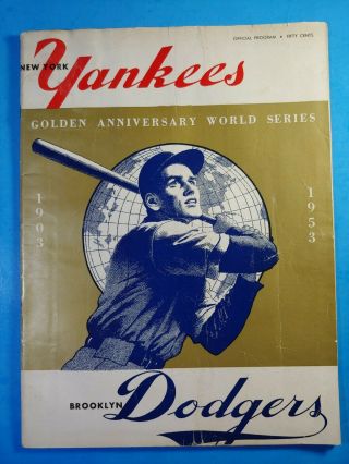 1953 York Yankees Vs Brooklyn Dodgers World Series Program Vg - Ex