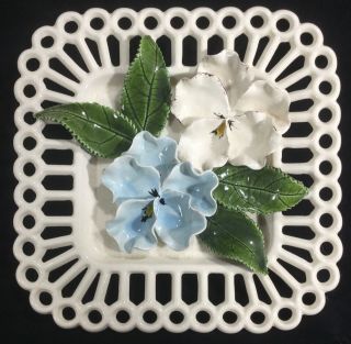 Vintage Mid Century Silvia Of California Pottery Floral Wall Pocket Planter