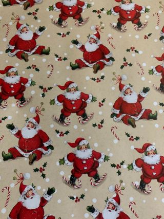30 Sq Feet Of Vintage Retro Christmas Wrapping Paper Santa Claus