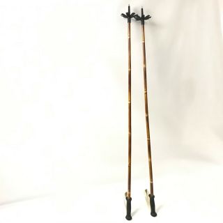 Vintage Bamboo Ski Poles 51” Ski Poles Grass Cutter