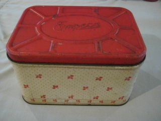 Vintage Red & Cream Metal Bread Box By Empeco National Can Company York