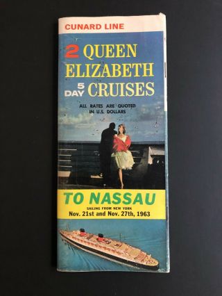 Rms Queen Elizabeth - Cunard Line | 1963 Cruise Deck Plan Brochure