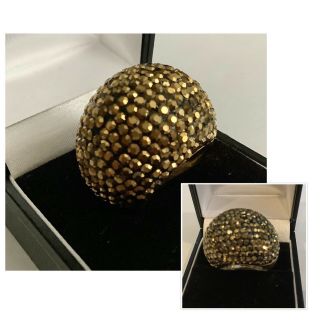 Vintage Signed Butler And Wilson Large Gold Crystal Cluster Ring Size P