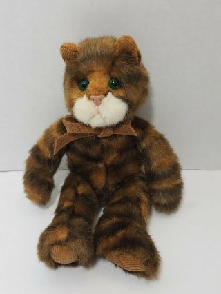 Vintage Russ Berrie Plush Brown Striped Tabby Cat Kitty Tabatha 8 " Heartcraft