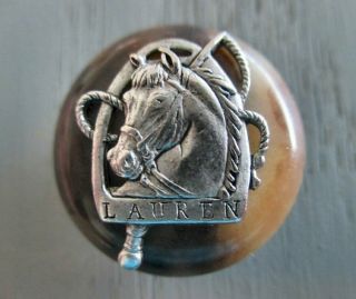 1 Vintage Ralph Lauren Horse Head Button Silver Tone Metal On Plastic.  88 "