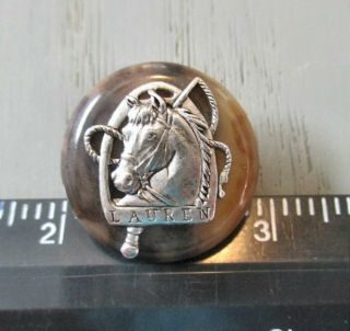 1 Vintage Ralph Lauren Horse Head Button Silver Tone Metal on Plastic.  88 