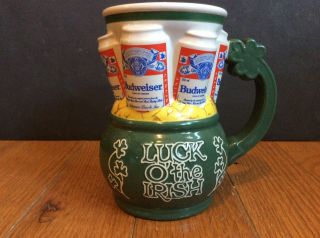 1993 Vintage Budweiser Luck Of The Irish Stein Mug St.  Patricks Day