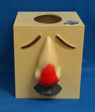 Vintage Puffs Plus Tissue Cover Box Plastic Man Face Moustache Entex La Wear